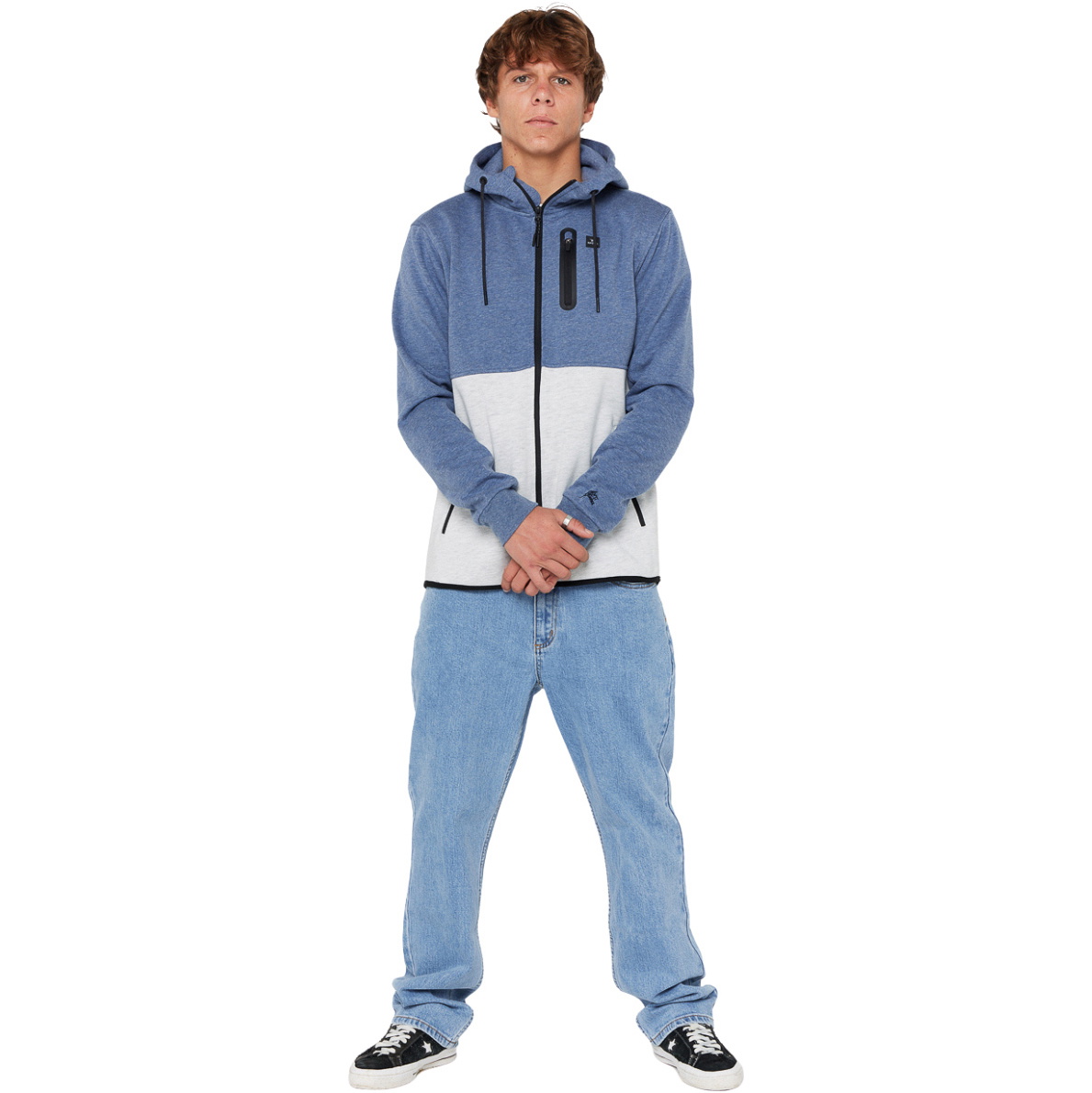 2025 Rip Curl Männer Anti Series Departed Zip Fleece CFEDB9 - Navy / Grey